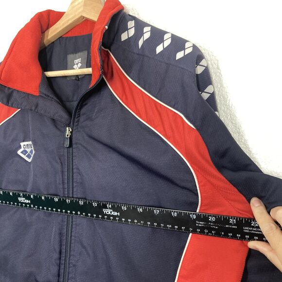 Arena Jacket Womens Medium Navy Red Full Zip Track Warm Up Swim Team 170 - Picture 8 of 16